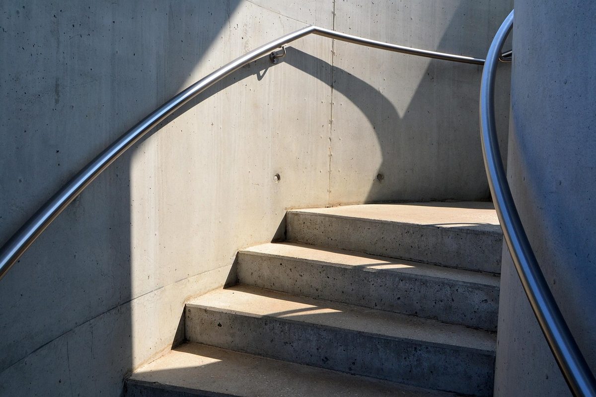 The concrete stair in the atrium at Wintercape