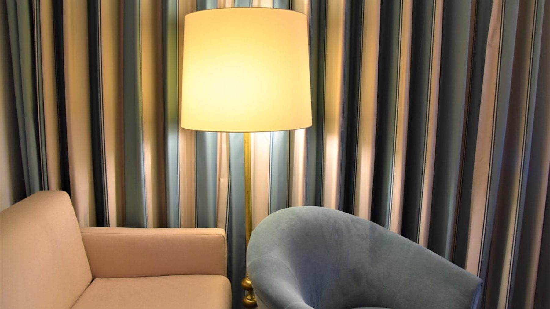 A suite at Wintercape in the evening, lamps lit