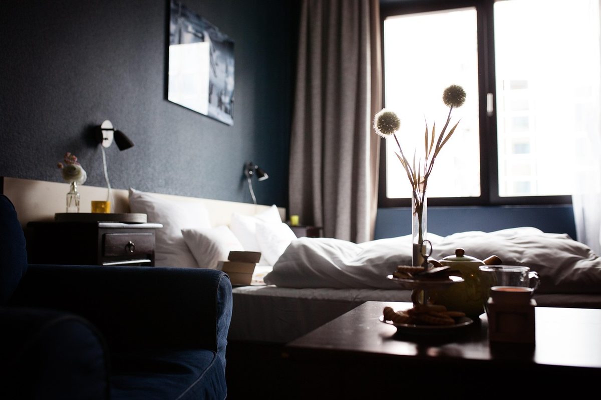 A Terrace Room with a queen bed and a working desk